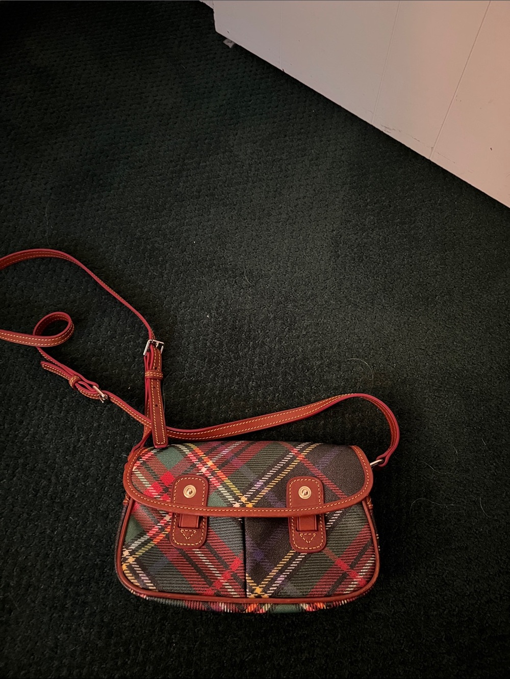 Tartan Dooney & Bourke Crossbody Bag with leather trim